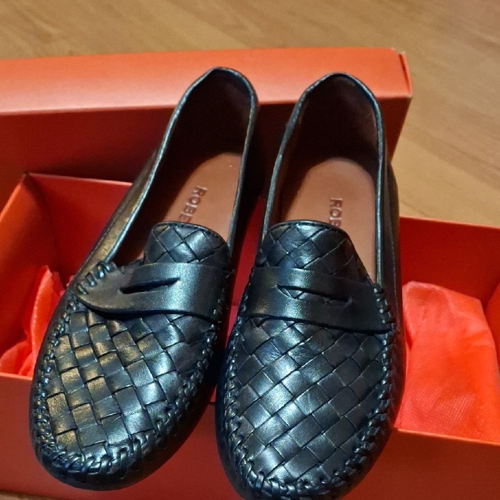 Robert Zur Black Woven Leather Loafers